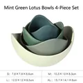 Ineinander stapelbare Lotus-Keramikschalen im 4er-Set in Mintgrün und Morandi-Tönen - 4-teiliges Set / Minzgrün-Verlauf