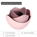 Dreiteiliges Set violetter Lotus-Keramikschalen in dekorativen Rosa-Verläufen - Dreiteiliges Set / Violetter Farbverlauf