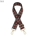 Detail of ethnic floral embroidery on adjustable strap with gold metal lobster clasps - S-3 Black Wine Red / Gold Buckle
