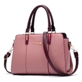 Pink and burgundy paneled faux leather tote bag with gold hardware and shoulder strap - Pink