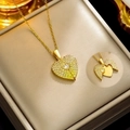 Goldene herzförmige Medaillon-Halskette mit Zirkonia-Besatz, offen und geschlossen - Öffenbares Herz (339) / Gold