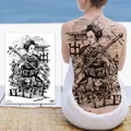 Japanese geisha and Mount Fuji temporary back tattoo sticker with cherry blossoms - WH-001 Japanese Geisha Fuji Mountain / 34x48cm (1 Piece)