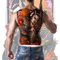 Detail of full back temporary tattoo featuring Japanese Geisha and Blue Dragon artwork - WH-014 Geisha and Blue Dragon Ukiyo-e / 34x48cm (1 Piece)
