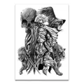 Realistic temporary body tattoo sticker featuring Spartan warrior, lion and skull motifs - WH-005 Warrior Skull and Eagle / 34x48cm (1 Piece)