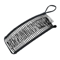 Close-up of black flexible banana hair clip with wavy wire texture and elastic loop - 40 Teeth / Gray