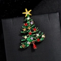 Christmas tree brooch with green enamel and multicolor crystals on black box - Christmas Tree Green (YNCP1318)