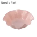 Nordic pink petal-shaped plastic fruit bowl with elegant wavy edges and ribbed texture - Nordic Pink