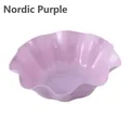 Nordic purple petal shaped plastic fruit bowl with elegant ruffled edges for snacks - Nordic Purple