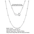 S925 sterling silver satellite chain necklace with 1.0mm beads and white gold plating - Curb Bead Chain / 2mm/45cm