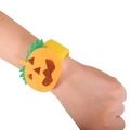 Halloween slap bracelet with orange felt pumpkin smile design for party decorations - Yellow Pumpkin