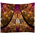 Nordischer Wandteppich mit goldenen und lila geometrischen Fraktalkunstmustern - Gold Violett Fraktal (9)