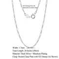 925 sterling silver 1.7mm cuban chain necklace, 50cm length with S925 Italy stamp - Figaro Chain / 1.6mm/50cm