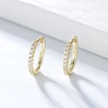 Elegantly crafted gold-plated S925 silver hoop earrings with shimmering pave zircon stones - 925 Silver / Gold