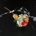 Exquisite 24k gold foil artificial red rose flower with metallic stem on marble surface - Rainbow Gold Foil Rose - Red Heart