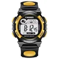 Black and yellow COOBOS kids digital sport watch with large digital display and waterproof - Large / Yellow