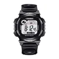 All-black waterproof digital sports watch for kids in small size with LCD backlight - Small / Black
