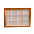 Wooden 12-slot jewelry tray with velvet lining for rings and earrings storage - 12 Slots / 12 Slots Wood Beige