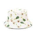 Cream bucket hat with cute avocado print and pink patterns for sun protection - M / White Avocado