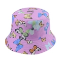 Purple bucket hat with colorful butterfly print and sun protection for women - 58cm / Purple