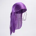 Durag en satin violet avec longues lanières pour compression et finition soyeuse chic - Violet