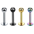 Macro shot of 4-piece stainless steel piercing rings in silver black gold and rainbow colors - F Round Lip Stud Set (4pcs)