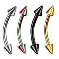 Set of four curved barbell piercing studs in silver, rainbow, black, and gold metal finish - C Cone Eyebrow Stud Set (4pcs)