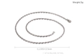 Detail showing 500x2.5mm silver stainless steel chain necklace with measurements - 500x2.5mm Spiral Chain (KN107449-Z)