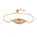 Detailed close-up of gold adjustable bracelet with micro-paved cubic zirconia setting - Box Chain 2