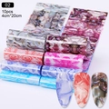Feuilles de transfert nail art 02 incluant 10 motifs marbrés et ciel étoilé colorés - Motif de Marbre Dégradé Magique (02)