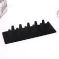Long black velvet ring display stand with multiple pillars for jewelry storage - 11-Finger Slot