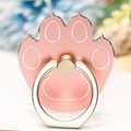 Pink cat paw shaped metal ring holder for phones with gold ring and acrylic base - Cat Paw Silver Border Rose Gold