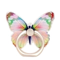 Detailed macro view of colorful butterfly phone ring holder with rotatable metal stand - Rainbow Gradient