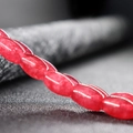 Red oval natural agate beads with polished texture for DIY jewelry making - Opaque Red Jade