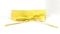 Minimalist wide yellow waist belt in soft lychee texture with wrap-around bow tie - Yellow