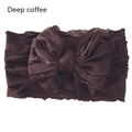 Detailed view of wide elastic baby headband with large layered bow in deep coffee - Dark Coffee