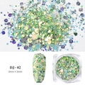 Iridescent green and yellow chameleon nail glitters and mixed sequins in a jar - Green Yellow Iridescent Sequins(DJ-02)