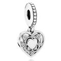 Silver snowflake heart charm with sparkling pavé crystals for charm bracelets - Snowflake Heart