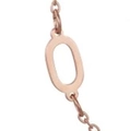 Rose gold stainless steel oval pendant necklace with a polished metallic finish - Letter O / Rose Gold
