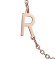 Minimalist rose gold letter R pendant necklace with stainless steel cross chain - Letter R / Rose Gold