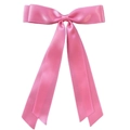 Detail of pink satin bow hair clip with long ribbons on a clean white background - Deep Pink