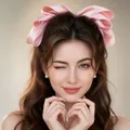 Elegante fermaglio per capelli con fiocco in raso rosa e perle per acconciature - Molla con Fiocco di Perle Rosa