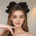 Grande fermaglio per capelli con fiocco nero e perle per un accessorio dallo stile elegante - Molla con Fiocco di Perle Nero