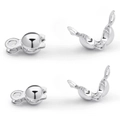 Silver stainless steel ball crimp bead covers with double loops for DIY jewelry making - Steel Color 3.2x6.5mm