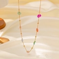 Qyh6143 Kleurrijke Kralenbloemketting Goud