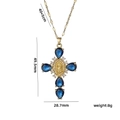 Detailed dimensions of the gold cross necklace with blue zircons and Virgin Mary relief - Madonna Blue Zircon Style (531)