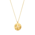 Dettaglio di perla barocca vintage su ciondolo martellato dorato con catena in argento 925 - Oro #3 Piastra Rotonda Perla Centrale