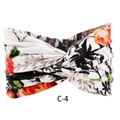 Bohemian elastic cross headband with red and orange floral patterns on white fabric - c-4/Orange White Floral