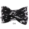 Bohemian black elastic headband with white butterfly pattern and stylish twist knot - c-6/Black White Butterfly