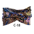 Bohemian paisley elastic twisted headband in blue and pink pattern style C-18 - c-18/Colorful Paisley