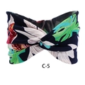 Bohemian tropical leaf print elastic twist headband in dark blue with floral pattern - c-5/Tropical Monstera Leaf
